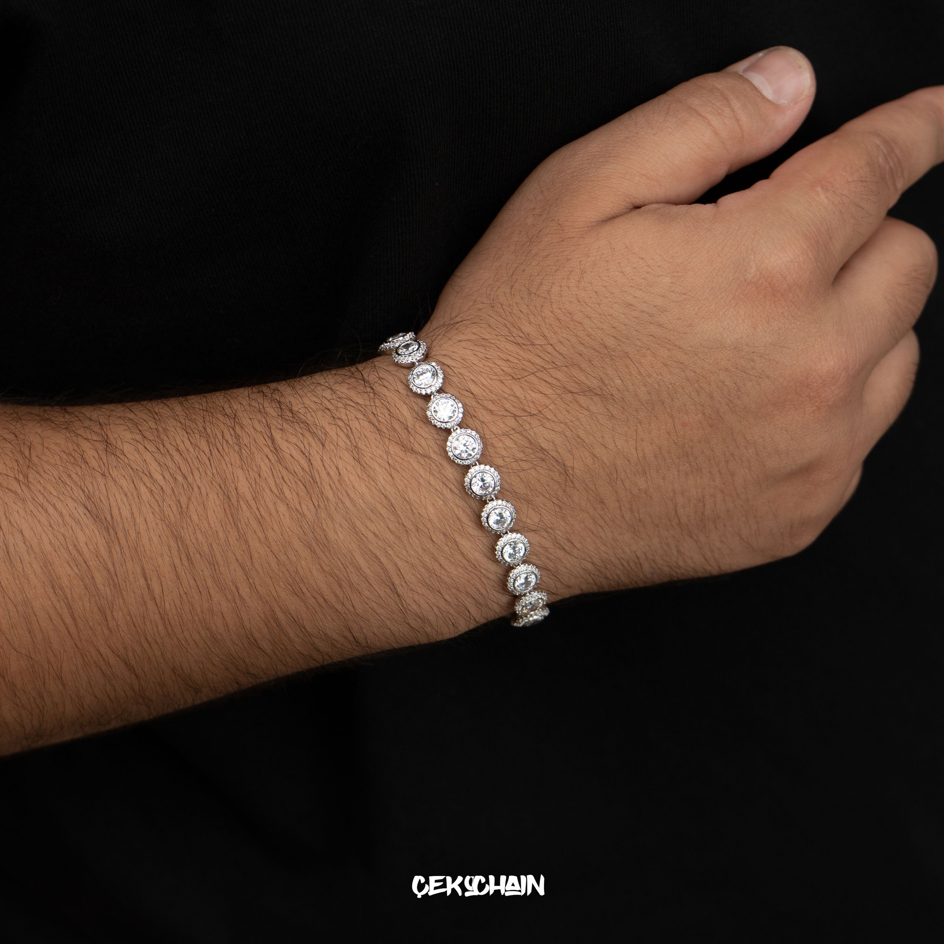 Oval Bileklik (18K White Gold Plated)